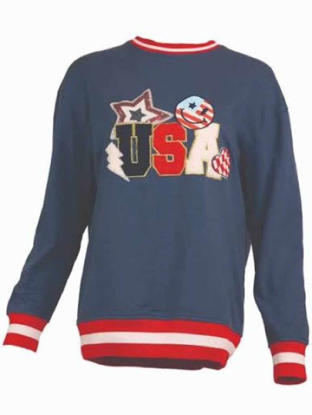 Simply Southern USA Appliqué Navy Varsity Sweatshirt